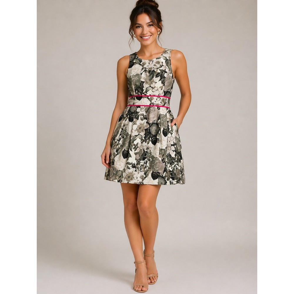 Eliza J Floral Dress Fit Flare Cocktail Wedding Guest Party Elegant Size 6 NWT